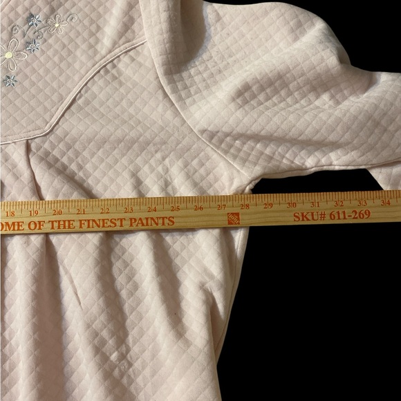 Vintage Bobbie Brooks House Coat Embroidered Robe pockets piping zipper Pink 3X - Picture 8 of 8